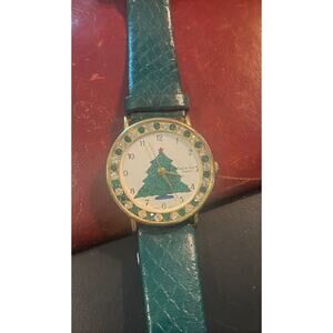 Women's 30mm Gold Tone Infinity Christmas Watch, Crystal Accents